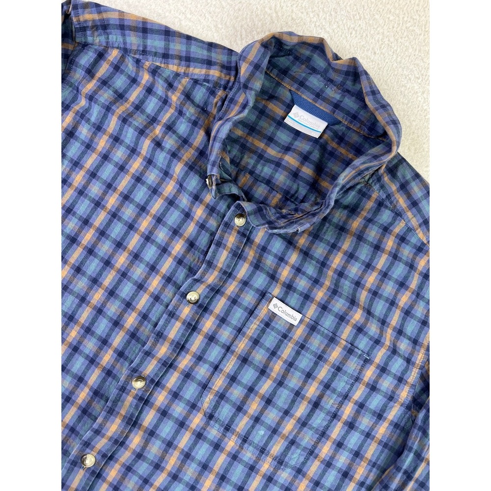 Columbia Shirt Mens XL Blue Green Plaid Long Sleeve Button Up Outdoor‎ Casual